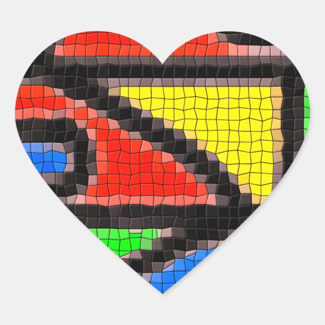 Handgemachte Mosaike, moderne Kunst. Herz-Aufkleber (Vorderseite)