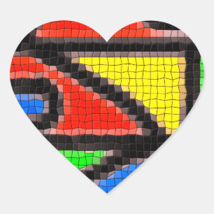 Handgemachte Mosaike, moderne Kunst. Herz-Aufkleber