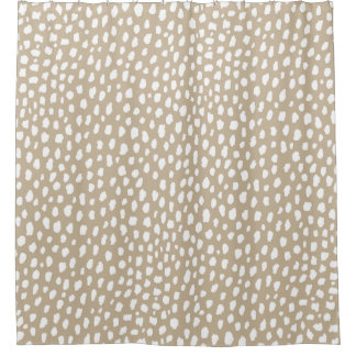Handgemachte Polka-Punktpinsel (weiß/braun) Duschvorhang