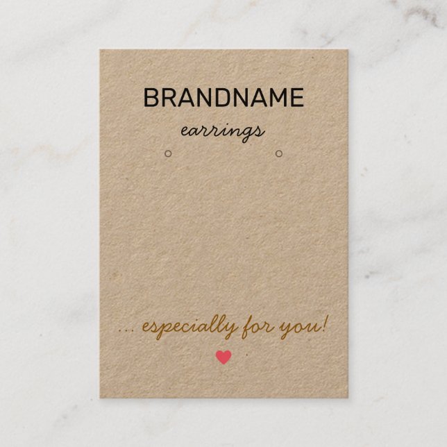 Handgemachte Schmuck Rustic Kraft Paper Earring Ho Visitenkarte (Vorderseite)