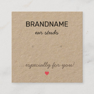 Handgemachte Schmuck Tiny Heart Rustic Ohrringe Ho Quadratische Visitenkarte