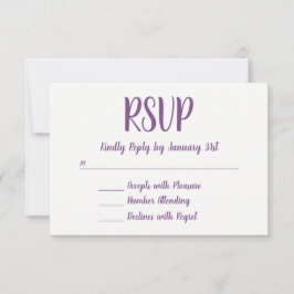 Handgemachte Schriftart Lila und weiße UAWG RSVP Karte