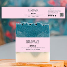 Handgemachte Seifen-Bauchbinde Rosa Produktlabel-V