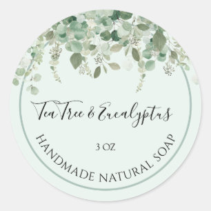 Handgemachte Seifenaufkleber Tea Tree und Eukalypt Runder Aufkleber