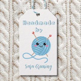 Handgemachte Strickmarke, Pflegeetikett, Made by m Geschenkanhänger