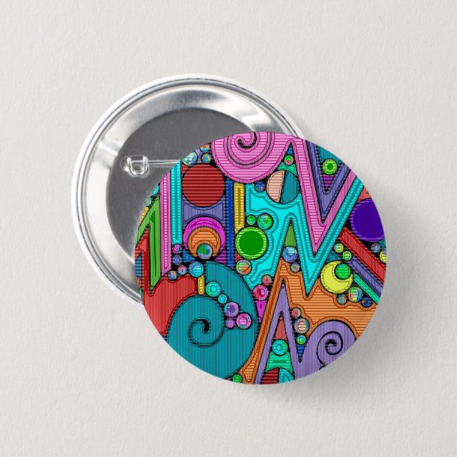 Handgemachte und digital gestrichene Muster Art 12 Button (Vorne & Hinten)