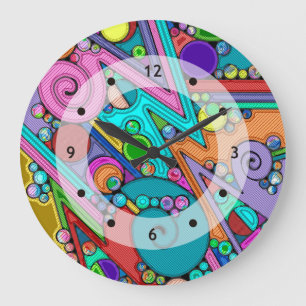 Handgemachte und digital gestrichene Muster Art 12 Große Wanduhr