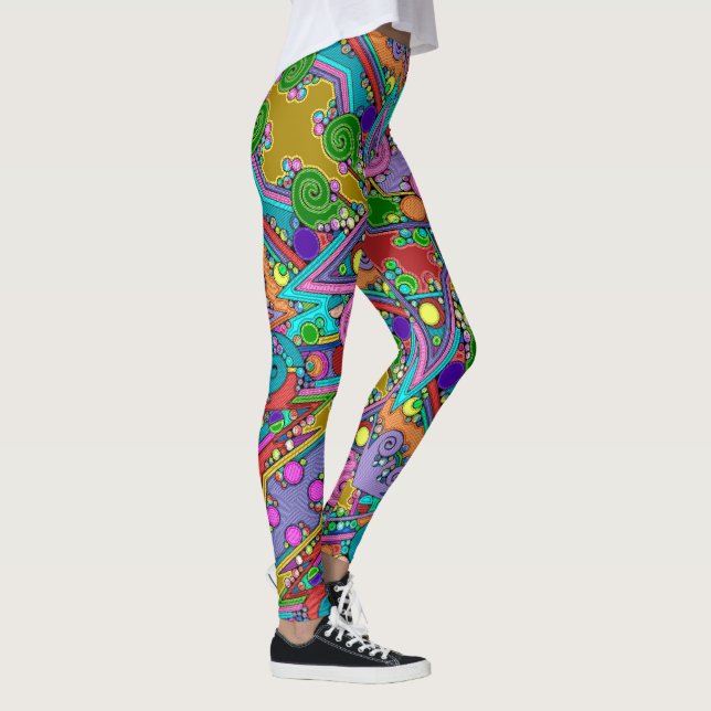 Handgemachte und digital gestrichene Muster Art 12 Leggings (Rechts)