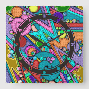 Handgemachte und digital gestrichene Muster Art 12 Quadratische Wanduhr