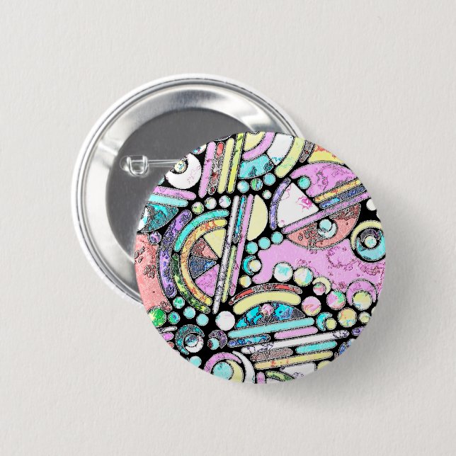 Handgemachte und digital gestrichene Muster Art 17 Button (Vorne & Hinten)