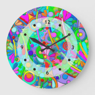 Handgemachte und digital gestrichene Muster Art 18 Große Wanduhr