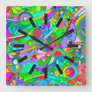 Handgemachte und digital gestrichene Muster Art 18 Quadratische Wanduhr