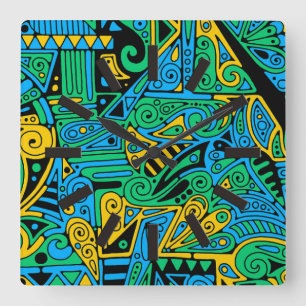 Handgemachte und digital gestrichene Muster Art 21 Quadratische Wanduhr