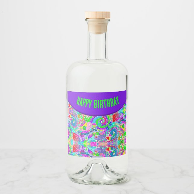 Handgemachte und digital gestrichene Muster Art 22 Alkoholflaschenetikett (Vorderseite)