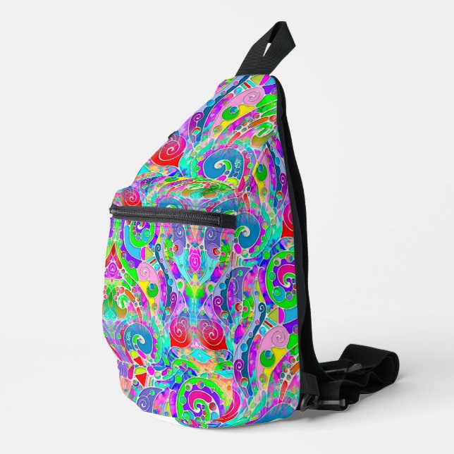 Handgemachte und digital gestrichene Muster Art 22 Crossbody Bag (Rechte Ecke)
