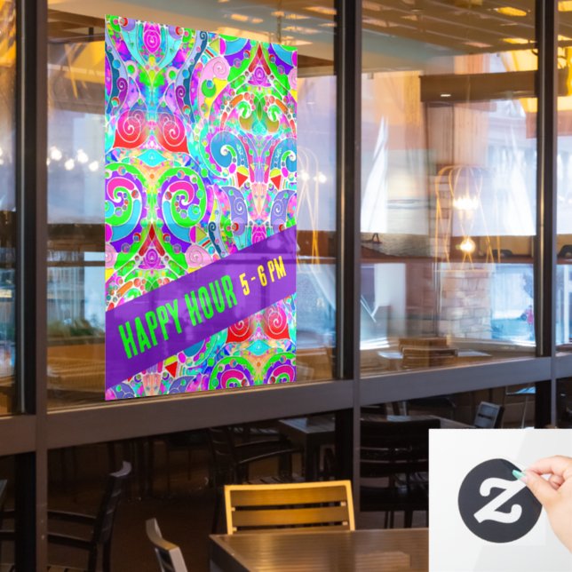 Handgemachte und digital gestrichene Muster Art 22 Fensteraufkleber (Restaurantfenster)