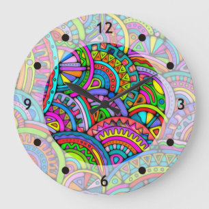 Handgemachte und digital gestrichene Muster Art 27 Große Wanduhr