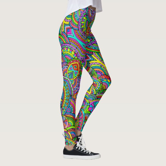 Handgemachte und digital gestrichene Muster Art 27 Leggings (Rechts)