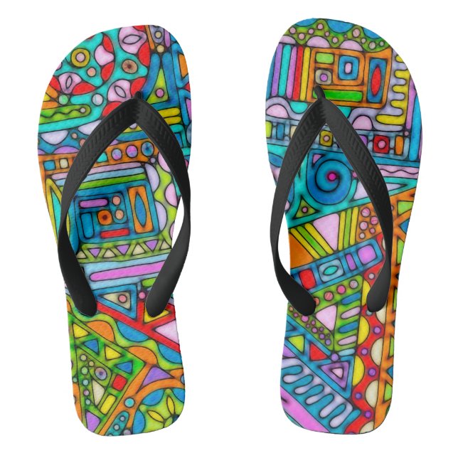 Handgemachte und digital gestrichene Muster Art 53 Flip Flops (Fußbett)