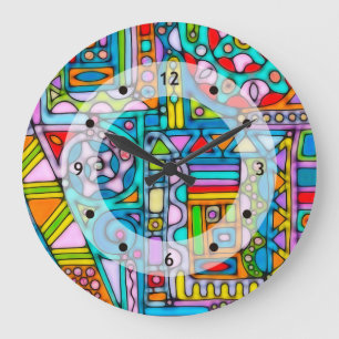 Handgemachte und digital gestrichene Muster Art 53 Große Wanduhr