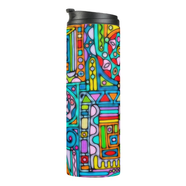 Handgemachte und digital gestrichene Muster Art 53 Thermosbecher (Nach rechts gedreht)