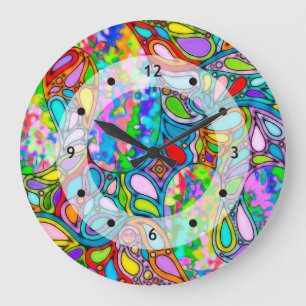Handgemachte und digital gestrichene Muster Art 54 Große Wanduhr