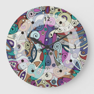 Handgemachte und digital gestrichene Muster Art 8 Große Wanduhr