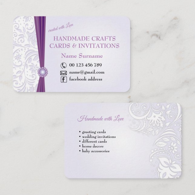 Handgemachtes Handwerk u. Grußkarten Visitenkarte (Vorne/Hinten)