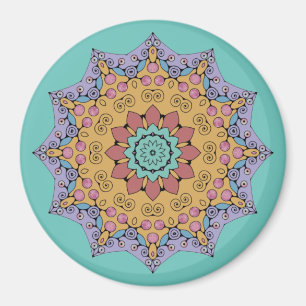 Handgemälde Mandala Uhr Gesicht 1 Magnet