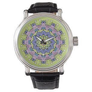 Handgemälde Mandala Uhr Gesicht 2