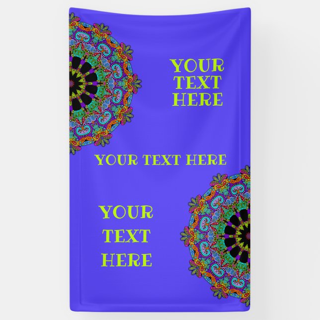 Handgemälde Mandala Uhr Gesicht 24 Banner (Vertikal)
