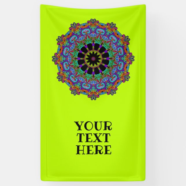 Handgemälde Mandala Uhr Gesicht 24 Banner (Vertikal)