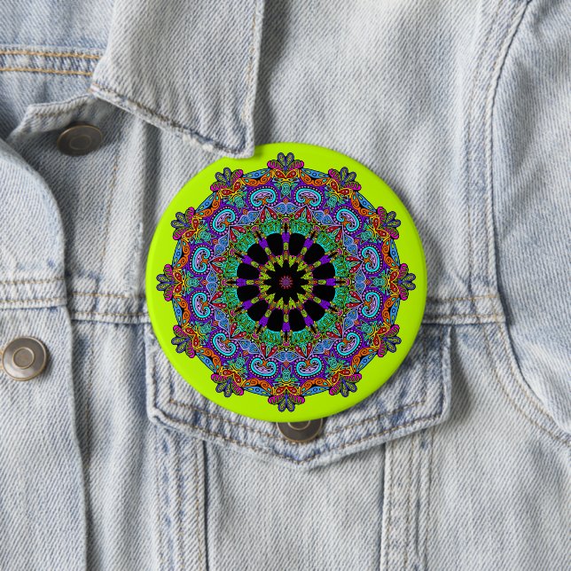 Handgemälde Mandala Uhr Gesicht 24 Button (Beispiel)