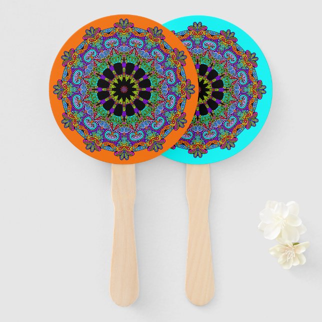 Handgemälde Mandala Uhr Gesicht 24 Fächer (Vorne und Hinten)