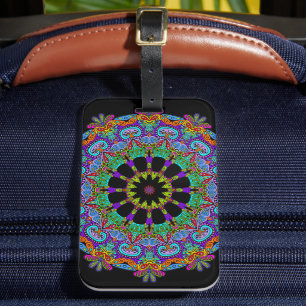 Handgemälde Mandala Uhr Gesicht 24 Gepäckanhänger