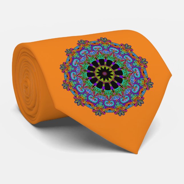 Handgemälde Mandala Uhr Gesicht 24 Krawatte (Gerollt)