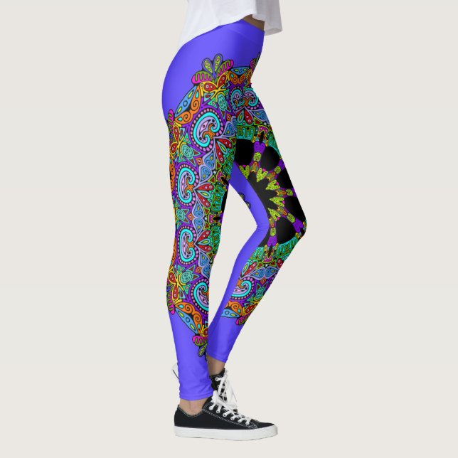 Handgemälde Mandala Uhr Gesicht 24 Leggings (Rechts)