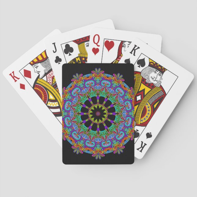 Handgemälde Mandala Uhr Gesicht 24 Spielkarten (Rückseite)