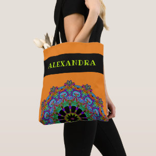 Handgemälde Mandala Uhr Gesicht 24 Tasche