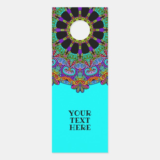 Handgemälde Mandala Uhr Gesicht 24 Türanhänger (Vorderseite)