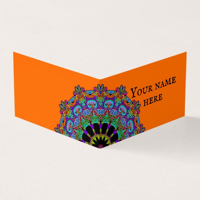 Handgemälde Mandala Uhr Gesicht 24 Visitenkarten (Vorderseite)