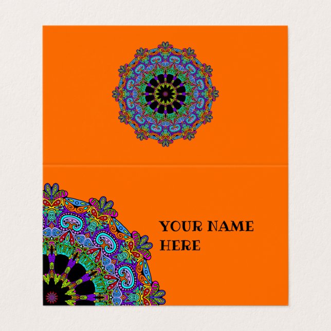 Handgemälde Mandala Uhr Gesicht 24 Visitenkarten (Außenseite Aufgefaltet)
