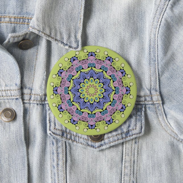 Handgemälde Mandala Uhr Gesicht 2 Button (Beispiel)