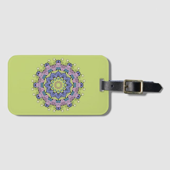 Handgemälde Mandala Uhr Gesicht 2 Gepäckanhänger (Vorderseite (Horizontal))