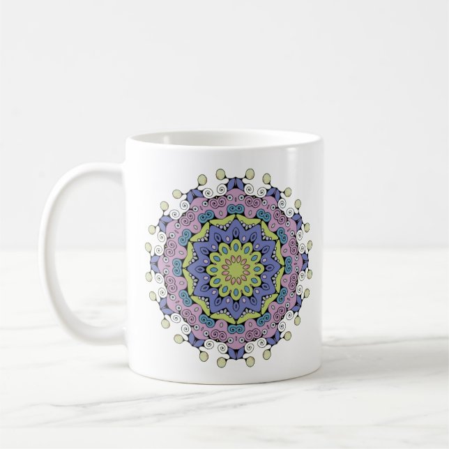 Handgemälde Mandala Uhr Gesicht 2 Kaffeetasse (Links)