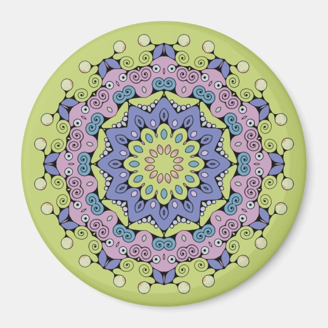 Handgemälde Mandala Uhr Gesicht 2 Magnet (Vorne)