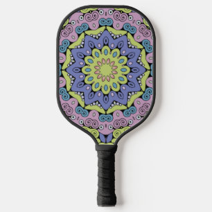 Handgemälde Mandala Uhr Gesicht 2 Pickleball Schläger