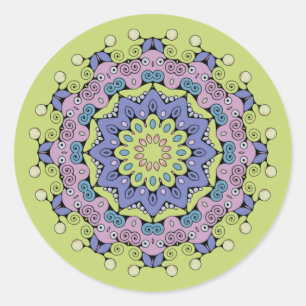 Handgemälde Mandala Uhr Gesicht 2 Runder Aufkleber