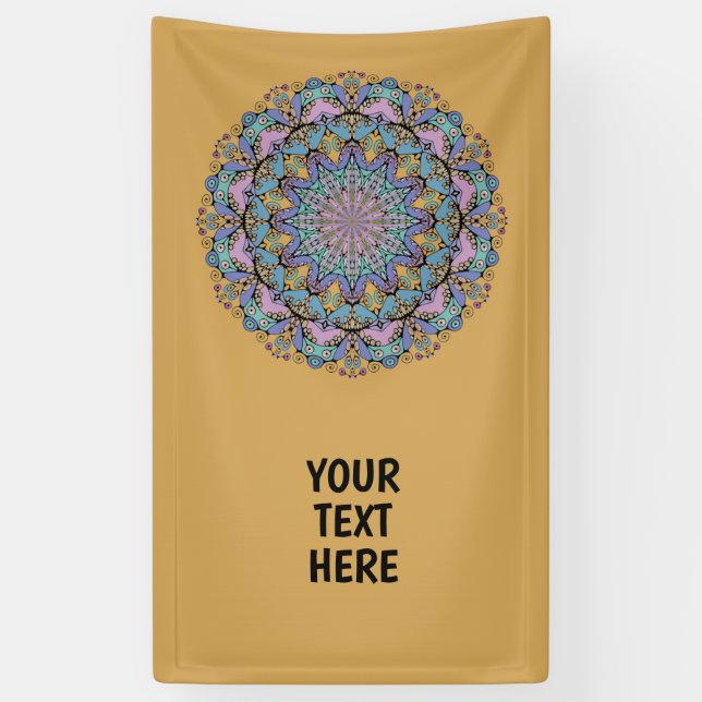 Handgemälde Mandala Uhr Gesicht 3 Banner (Vertikal)