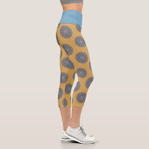 Handgemälde Mandala Uhr Gesicht 3 Capri Leggings